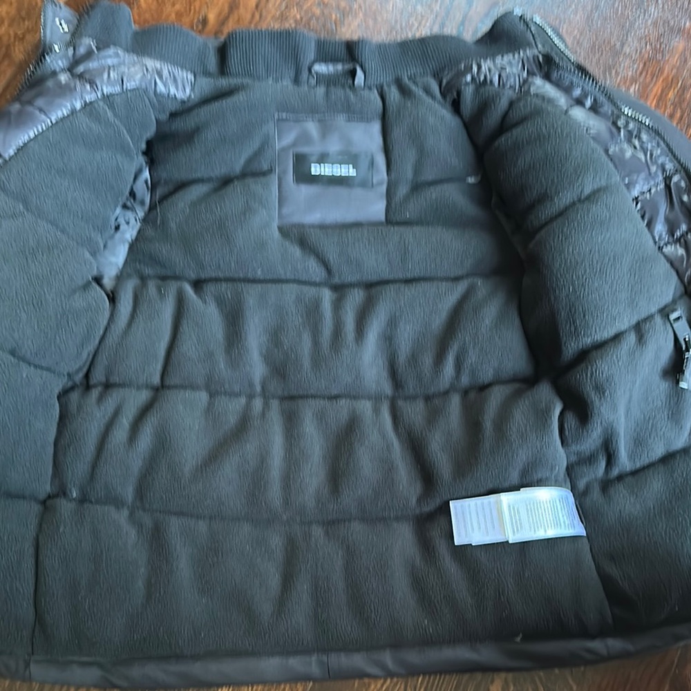 Diesel Gray Puffer Coat with Faux Fur Trim - Picture 8 of 9